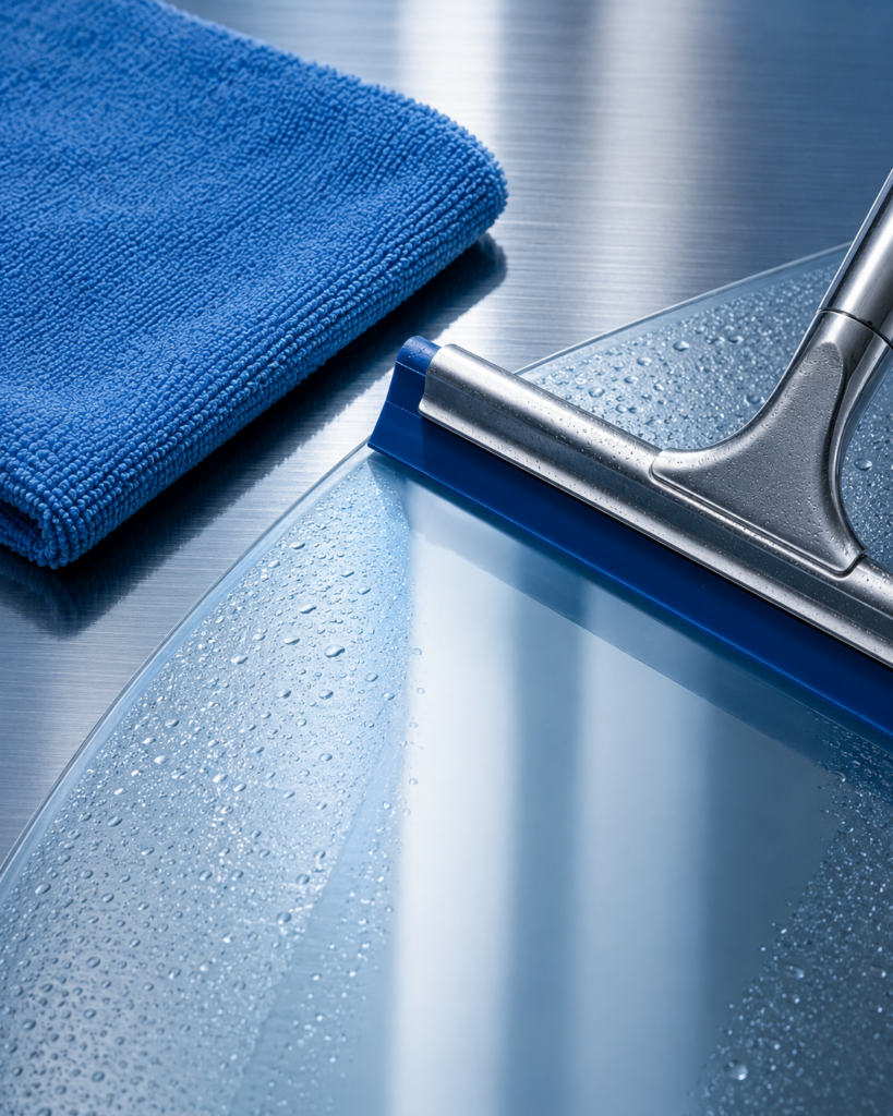Squeegee on glass